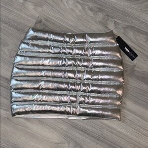 Fashion Nova Metallic Silver Mini Skirt